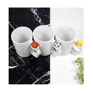 Taza de Cerámica Blanca Lisa de 11 oz para Sublimación, con Asa de Baloncesto/Fútbol, con Cuchara, Taza de Café Creativa para Regalo de Jubilación - Product Image 1