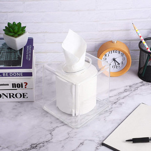 Boîte <span class=keywords><strong>à</strong></span> <span class=keywords><strong>mouchoirs</strong></span> <span class=keywords><strong>carrée</strong></span> transparente <span class=keywords><strong>en</strong></span> acrylique, distributeur multifonctionnel de papier <span class=keywords><strong>en</strong></span> rouleau et de serviettes faciales, étui de rangement transparent pour serviettes - Product Image 6