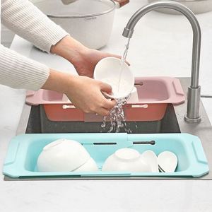 Cesta coladora plegable de plástico PP para lavar frutas sobre el fregadero, cesta de drenaje para cocina - Product Image 4