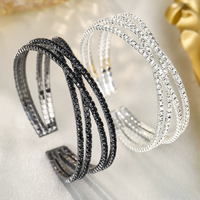 Nouveau bracelet ouvert à griffes en diamant - Accessoire féminin haut de gamme, de mode de niche avec motif croix - Bracelet de mariée