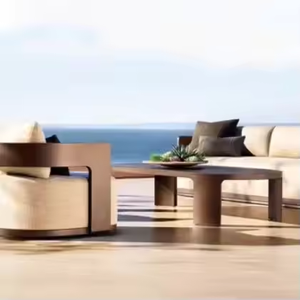 Juego de sofás de aluminio para uso en todo tipo de clima Juego de sofás impermeables de lujo para exteriores Patio <span class=keywords><strong>Muebles</strong></span> de jardín con mesa - Product Image 2