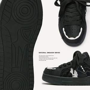 Chaussures de sport pour hommes, design tendance, semelle épaisse, respirantes, en cuir microfibre, polyvalentes, décontractées, chaussures de skate, tendance de la mode, printemps - Product Image 2