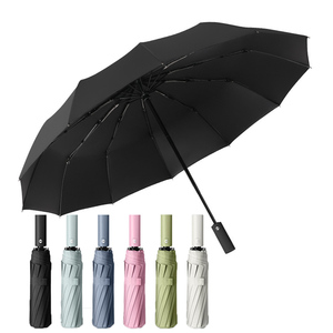 Parapluie QX 2026 en promotion, 23 pouces, 12K, noir, protection UV, entièrement automatique, pliable en 3 sections, coupe-vent, mini parapluie de voyage - Product Image 1