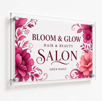 Enseigne murale de restaurant personnalisée en acrylique OEM, logo de cuisine, fixation murale, impression UV, découpe laser, vente en gros
