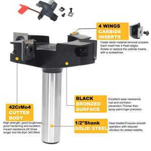 Fraises de surfage pour défonceuse CNC, style à 2+2 plaquettes, pour l'égalisation et le chanfreinage, <span class=keywords><strong>fraise</strong></span> à planer, <span class=keywords><strong>fraise</strong></span> à dégauchir, <span class=keywords><strong>fraise</strong></span> à surface - Product Image 3