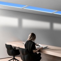 Plafonnier LED intelligent 600x600mm avec effet ciel virtuel bleu et blanc, contrôle Wi-Fi via application, pour bureau et maison, 80
