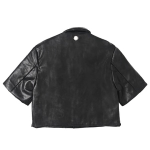 เสื้อเชิ้ตหนังบ็อกซี่สีดำแนววินเทจแบบมีกระดุมดีไซน์แบบวินเทจตามสั่ง - Product Image 2