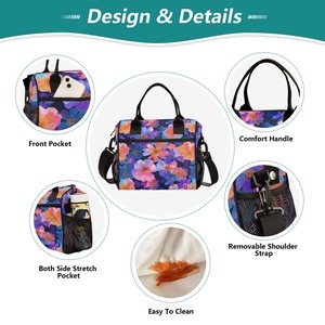 Colorful Flower Custom Design Full Print Aluminum Foil Cooler Tote Women Insulated Lunch Bag with Adjustable Shoulder Strap - Product Image 3