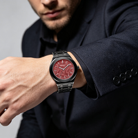 Montre Homme Luxe Rétro Sport Décontractée, Boîtier en Alliage, Bracelet en Acier, Étanche, Mouvement Quartz, Cadran en Forme de Feuille 45mm, Style Rétro pour Hommes