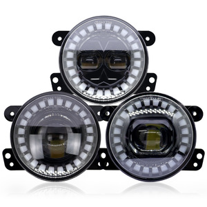 QIDEWIN 4-Inch Wrangler Fog <b>Light</b> LED Dual Color High Brightness Offroad <b>Driving</b> <b>Light</b> 6000Lm 55W Round Lens - Product Image 2