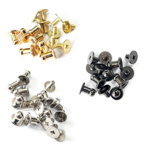 Paquete de 6 pernos de tornillo de botón de latón macizo remache de uñas accesorio Artesanal de cuero - Product Image 2