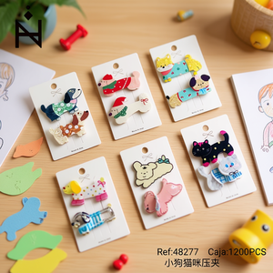 Takara Kids Cartoon Puppy And Cat Hair Clips 6 cm in plastica di alta qualità per uso quotidiano, confezione in cartone - Product Image 3