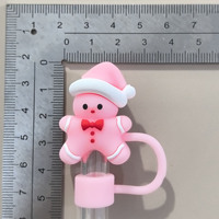 Embouts de paille en silicone de Noël à motif de dessin animé, breloques 3D, couvre-paille mignon, capuchon de paille, bouchon anti-poussière de style dessin animé