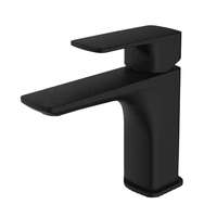 Robinet mélangeur de lavabo contemporain en laiton à cartouche céramique, monocommande, monotrou, noir mat, certifié NSF CUPC