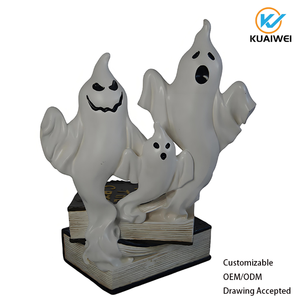 KW 2026 Estatua Duradera de Familia de Fantasmas de Halloween - Figura de Resina Impermeable Personalizable con Base de Libro para Fiesta Espeluznante y Casa Encantada - Product Image 3