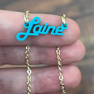 Nom personnalisé <span class=keywords><strong>mot</strong></span> collier à breloques personnalisé minimaliste 14K chaîne en or acrylique nom collier bijoux cadeau <span class=keywords><strong>pour</strong></span> <span class=keywords><strong>maman</strong></span> - Product Image 5