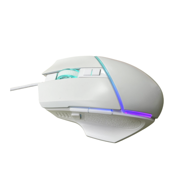 Customizable 7200 Adjustable DPI Right-Handed Optical Ergonomic White Gaming USB Wired Mouse with RGB Lighting in Stock