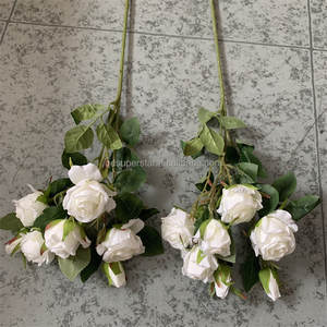 E-372 all'ingrosso rosa artificiale 7 teste di fiori di rosa inglese alla rinfusa fiori di seta fiori di rosa nuziale tessuto rosa rosa bianca - Product Image 5