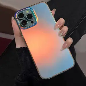 Fashion Acrylic Cover Luxury Laser Rainbow Transparent Phone Case For iphone 14 13 12 11 Pro max 14 plus X XR XS Max SE 2022