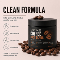 BEIKE Gommage corporel au café avec logo personnalisé, soin de la peau biologique, éclaircissant, lissant, hydratant, nettoyage en profondeur, exfoliant naturel