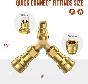 Répartiteur <span class=keywords><strong>en</strong></span> Y de <span class=keywords><strong>gaz</strong></span> naturel de 1/2 pouces pour tuyau de <span class=keywords><strong>propane</strong></span> Raccords d'adaptateur à connexion rapide <span class=keywords><strong>en</strong></span> <span class=keywords><strong>t</strong></span>é à 2 voies - Product Image 3