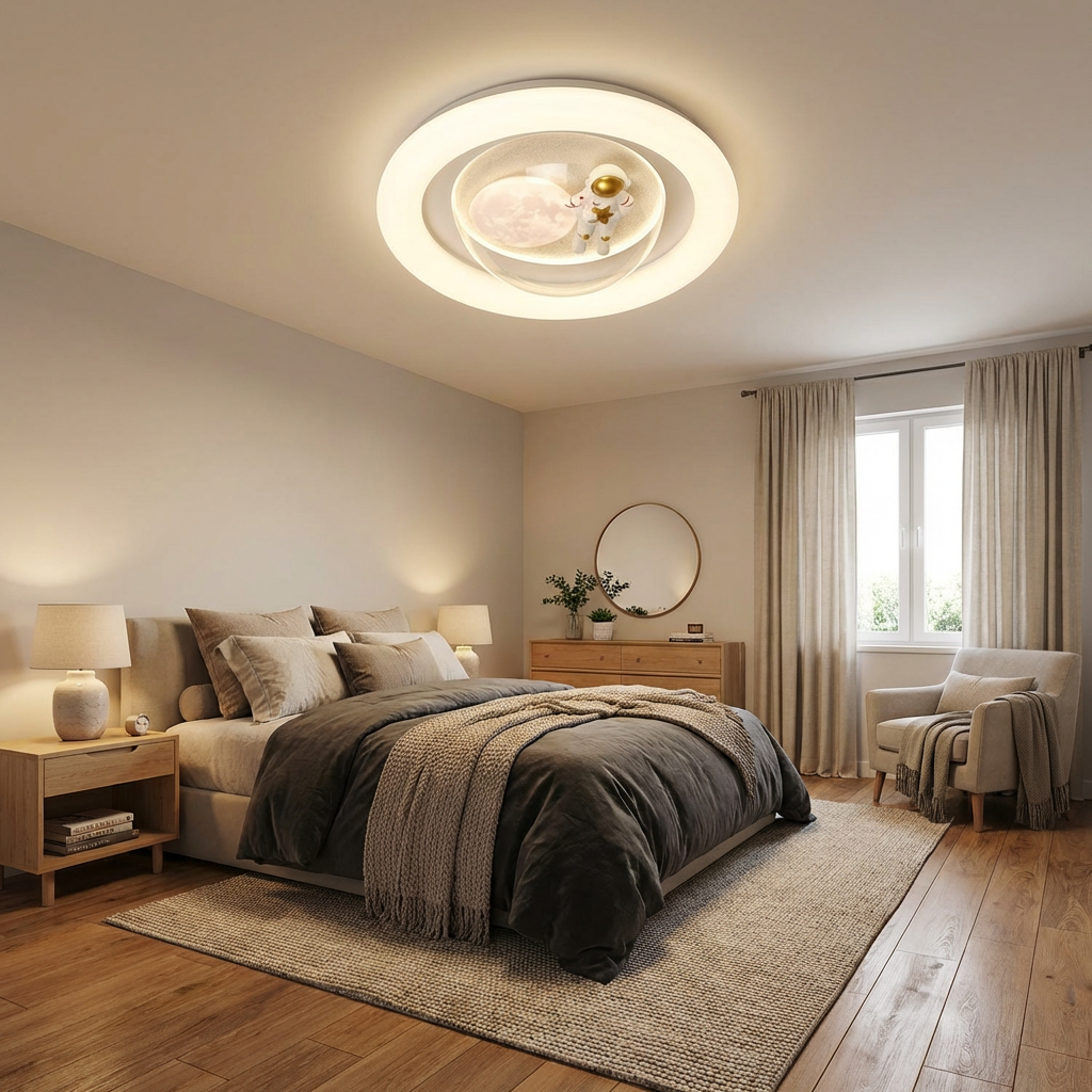 Eye-Care Indoor Ceiling Lamp Energy Saving Round LED Lighting 3-Color Changeable Modern Master Bedroom Creative Children Room