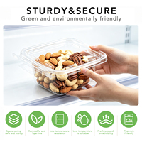 Boîte de conservation alimentaire jetable en PET avec couvercle rabattable pour la préparation des repas, sandwichs, salades, fruits, collations, vente au détail, épicerie, supermarché, vente en gros, OEM