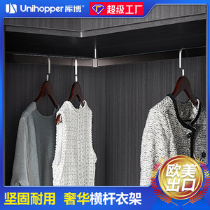 Aluminum Alloy <b>Wardrobe</b> Clothes Rack Thickened Crossbar Ceiling Mount Single Bar Non Detachable Flange Base - Product Image 4