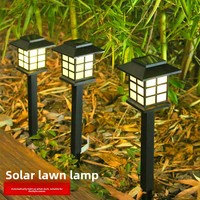 Lampu Taman LED, Solar LED luar ruangan lampu rumput IP65 tahan air otomatis Sensor Perlindungan Petir halaman kecil lentera untuk dekorasi rumah taman