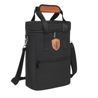 Sac isotherme portable pour deux bouteilles de vin, sac de transport en polyester épais imperméable pour le camping, sac de conservation au froid pour véhicule