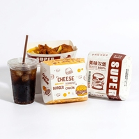 Boîte à hamburger et sushi en papier kraft biodégradable et recyclable, auto-érectile, résistante à la graisse, impression quadricolore, personnalisable