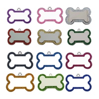 Pendentif anti-perte pour chien militaire en alliage de zinc, en forme d'os, pour collier de chat, avec bords scintillants