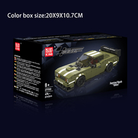 MOULD KING 27150 Voiture de course verte style Hellcat en blocs de construction, mini véhicule de course avec boîte de présentation, briques MOC, jouets pour garçons