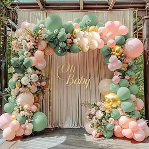 YACHEN dapat disesuaikan EN71-12 142 buah Sage Green balon lengkungan Kit lateks balon karangan bunga Set untuk Baby Shower dekorasi pernikahan - Product Image 5