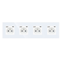 Interrupteurs muraux français européens Prise 16A Port USB Type-C Panneau de verre Triple Quadruple 16A Prise de courant 299mm * 86mm