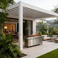Pergola de luxe en aluminium 10x12 pieds, pavillon, gazebo, imperméable, coupe-vent, anti-UV, revêtement poudré, motorisé, rétractable, nature