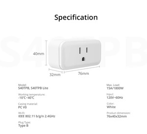 Enchufe Inteligente Wi-Fi SONOFF S40 15A MINI, Diseño Seguro, Ahorro de Energía, Protección Contra Sobrecargas a través de EWeLink, Compatible con Alexa, Google Home y Cloud - Product Image 2