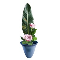 Xiaoyuan Liuchifang bambou chapeau en céramique bleu Vase fleur assiette fleur Arrangement ustensiles salon bureau