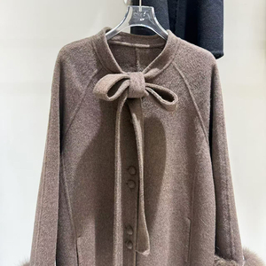 Nuovo cappotto in Cashmere doppiopetto con Logo personalizzato Trench volpe con collo di pelliccia in Cashmere abbigliamento invernale <span class=keywords><strong>da</strong></span> <span class=keywords><strong>donna</strong></span> - Product Image 3