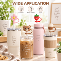 Capuchon esthétique en silicone réutilisable anti-poussière pour embout de paille de tasse à café
