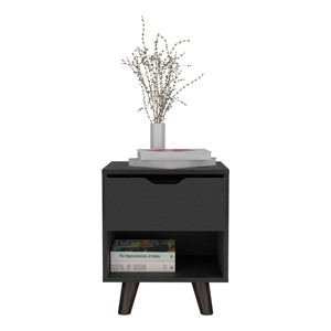 Crail Nightstand With 1 <b>Drawer</b> And Open Shelf Wooden Legs Modern Bedroom <b>Storage</b> Unit - Product Image 5