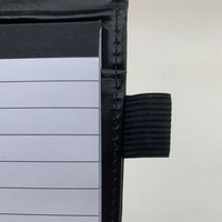Bloc-notes en cuir PU noir avec impression de logo blanc personnalisé, format A6, bloc-notes de poche professionnel avec stylo, fournitures de bureau