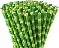 Pailles à boire en papier imprimé de bambou biodégradable Offre Spéciale pour jus de fruits, Shakes, anniversaires, fêtes de mariage
