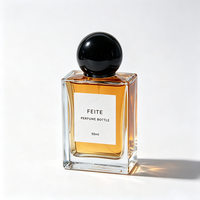 En promotion : flacon en verre vide de 50 ml, rectangulaire, anti-fuite, pour parfum, avec bouchon noir et logo personnalisé