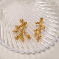 NOUVELLES BOUCLES D'OREILLES BOHO IRREGULIÈRES EN RELIEF CORAIL OCÉAN DESIGN Dazan INS Plaqué Or 18 carats Acier Inoxydable Hypoallergénique Bijoux de Bikini