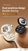 Écouteurs sans fil BT 6.0 de haute qualité avec longue autonomie, suppression du bruit, casque à conduction osseuse avec miroir de maquillage