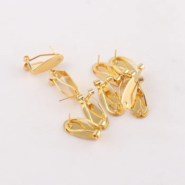 fashion gold color metal earring clip post with pin back for jewelry findings