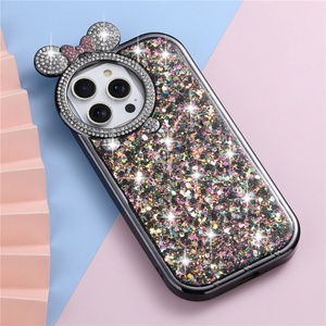 Luxury Cute Diamond Shiny Glitter Mouse Ear Mobile Phone <b>Cover</b> Shell <b>Protector</b> Accessories Case for iPhone 15 14 13 12 11 - Product Image 5