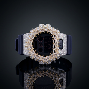 Reloj Digital de Lujo de Acero Inoxidable con Bisel de Diamantes, Puntas Doradas, Correa de Silicona, Cristal de Zafiro de 42 mm, Resistente al Agua 10 Bar, Unisex - Product Image 3