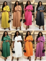 Robe plissée élégante et décontractée de haute qualité pour femme, couleur unie, grande taille, style africain, pour les fêtes et la mode modeste